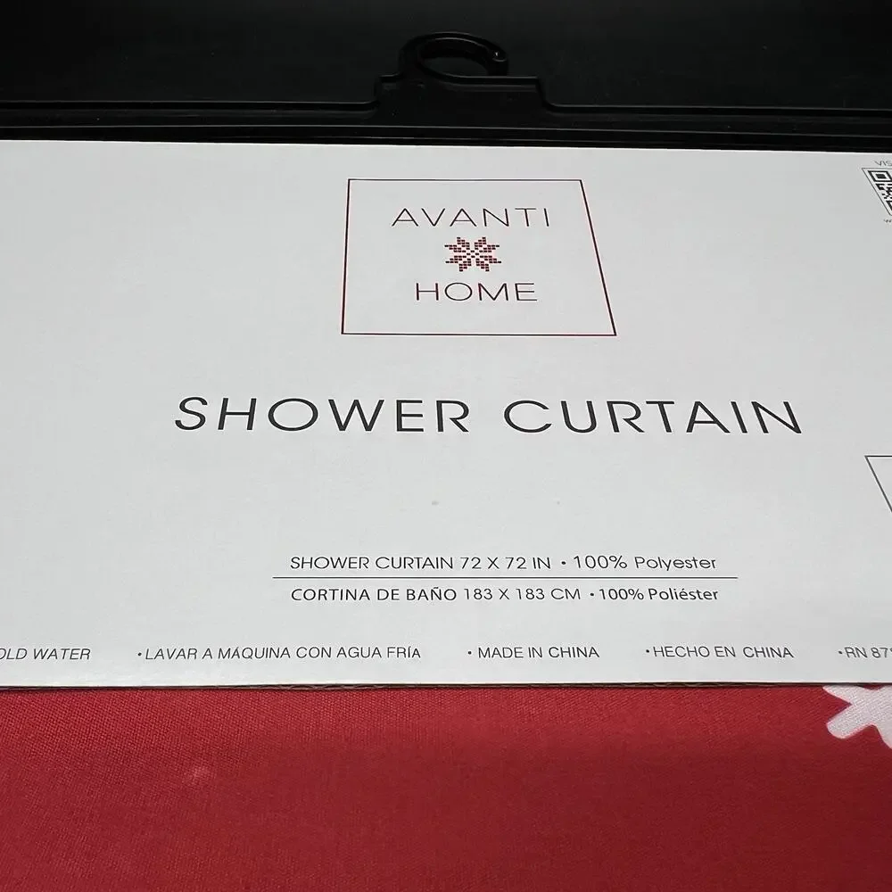 Avanti Home Christmas Snowman Snow Red Background Fabric Shower Curtain 72x72
